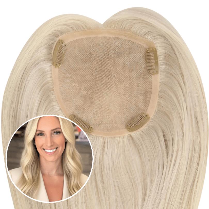 Moresoo hair topper mono base hairpiece soft and straight hair for hair loss
