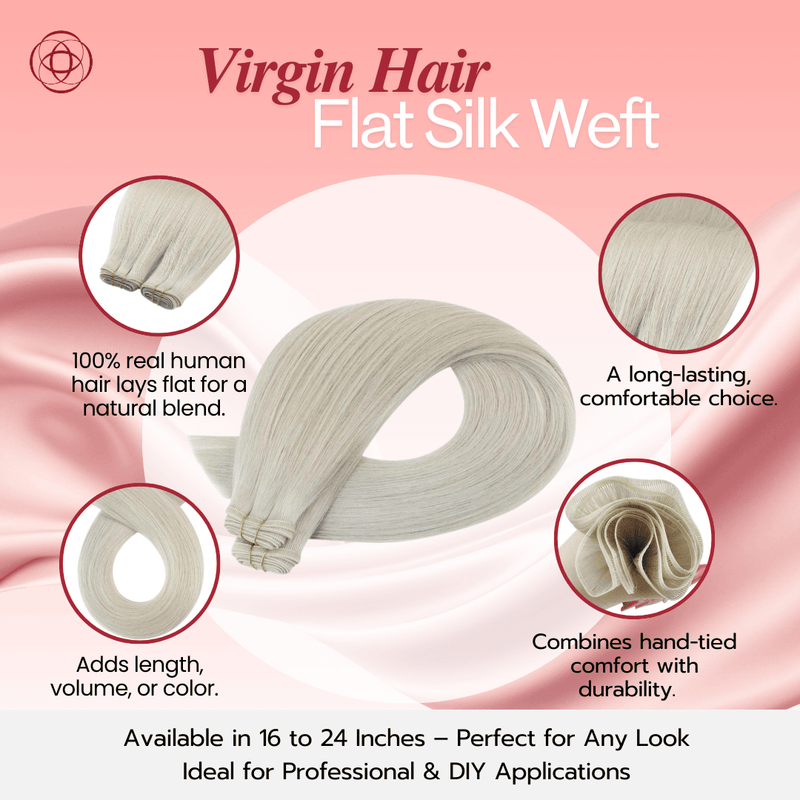 Load image into Gallery viewer, 18 inch hair extensions-virgin hair-real hair extensions-hair extensions before and after-types of hair extensions-real human hair-moresoo hair extensions-white blonde hair extensions