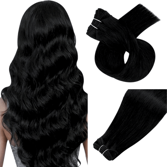premiun hair machine sew in hair weft jet black hair-natural hair styles for black women-jet black hair dye-highlights for black hair-black hair with highlights straight