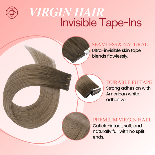 Moresoo dark to light brown balayage tape-ins, 18-inch seamless extensions, high-quality light brown ombre, natural dark brown transitions, smooth ombre hair, invisible tape-in extensions, luxurious brown balayage, salon-quality dark brown light brown mix, long-lasting adhesive extensions, premium ombre highlights