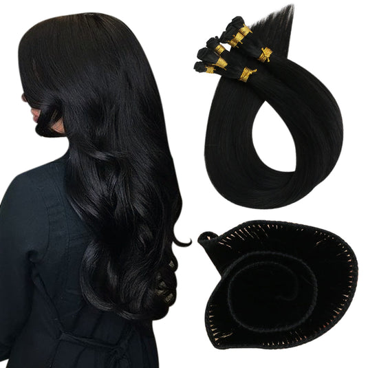 hand-made sew in hair weft,hand tied hair extensions,human hair,moresoo hair