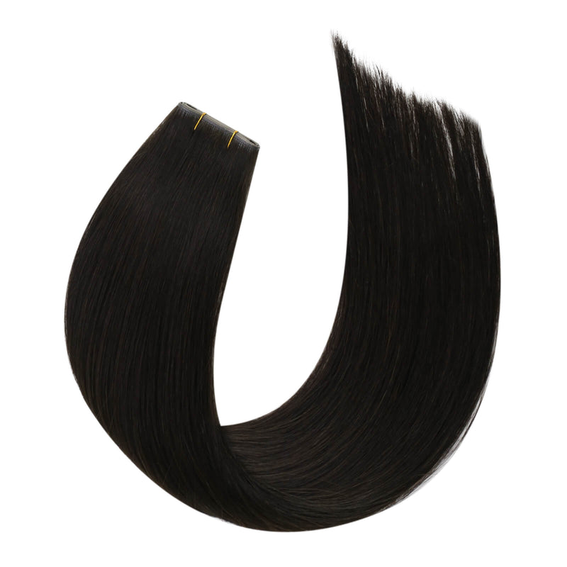 invisible weft, pu hole flat weft, virgin hair, natural black, sew in weft extensions, seamless hair extensions