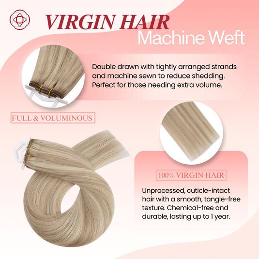 Moresoo Virgin Sew In Hair Weave, 100% Real Human Hair Bundles in Highlight Blonde, Full and Voluminous, Perfect for Adding Length and Thickness, Durable and Easy to Style