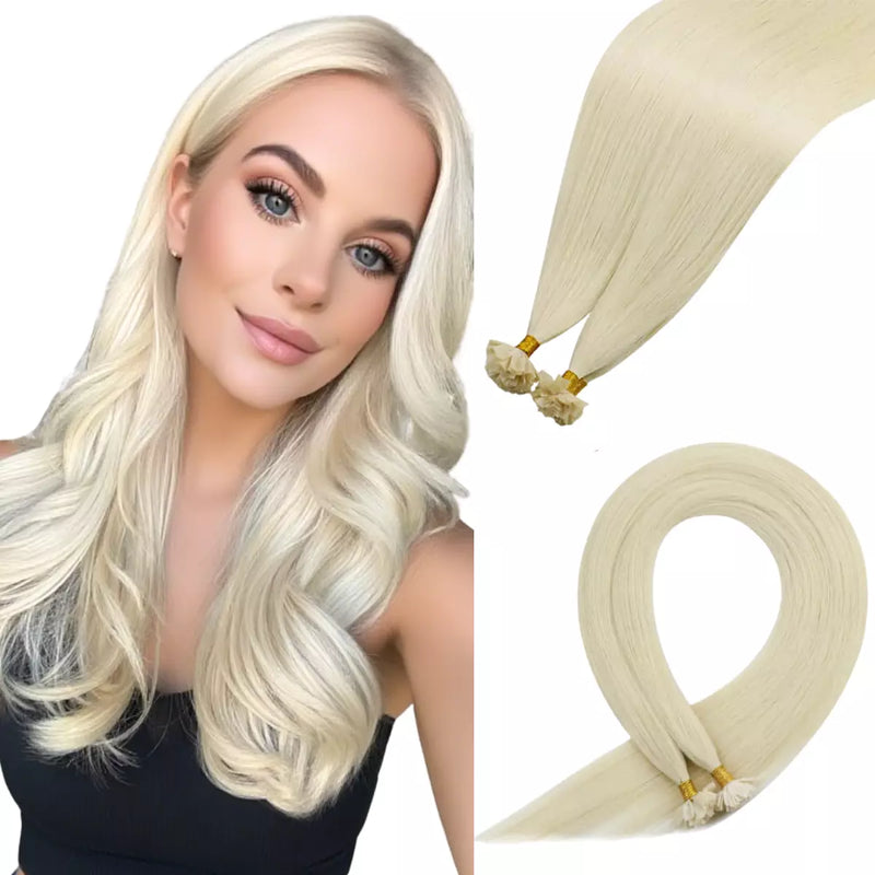 Load image into Gallery viewer, Moresoo Hair Ktip Hair Extensions Platinum Blonde Keratin Tip Human Hair Blonde K Tip Hair Extensions 22inch