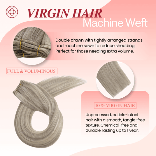 Moresoo Virgin Sew In Hair Weave Bundles, 100% Real Human Hair Bundles for Full and Natural Look, Silky and Tangle-Free for Effortless Styling