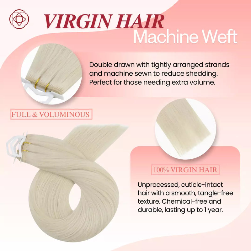 Load image into Gallery viewer, Moresoo Virgin Sew In Hair Weave, 100% Real Human Hair Bundles in White Blonde, Full and Voluminous, Perfect for Adding Length and Thickness, Durable and Easy to Style