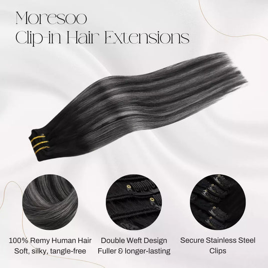 100% Remy human hair clip in hair extensions silver hair extensions for women