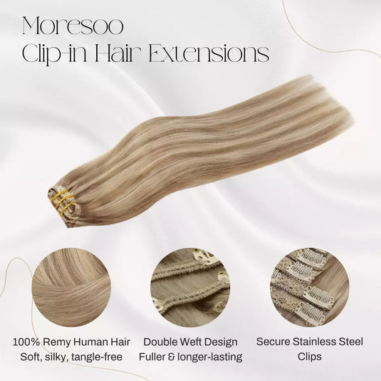 100% Remy human hair clip in hair extensions highlight blonde hair extensions for women