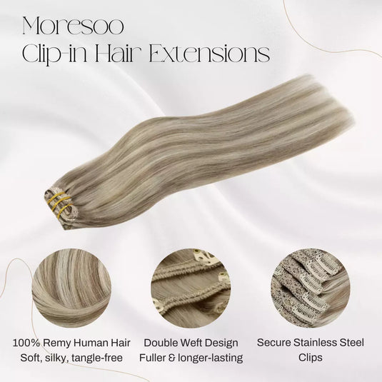 100% Remy human hair clip in hair extensions 16 inch highlight blonde hair extensions for woman