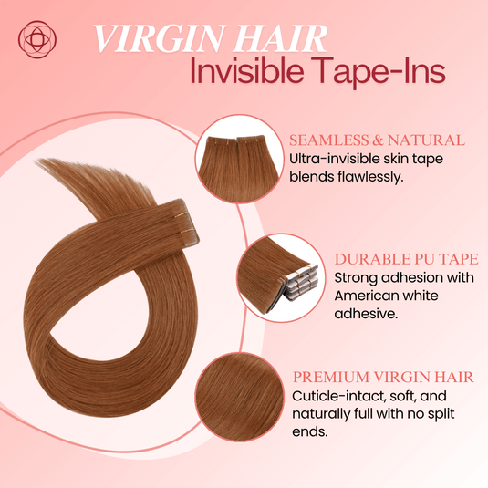 Moresoo copper red balayage tape-ins, seamless ombre hair extensions, high-quality red copper highlights, invisible tape-in extensions, luxurious copper red mix, long-lasting adhesive, premium balayage hair, salon-quality copper tones, natural red copper blend, vibrant red copper hair
