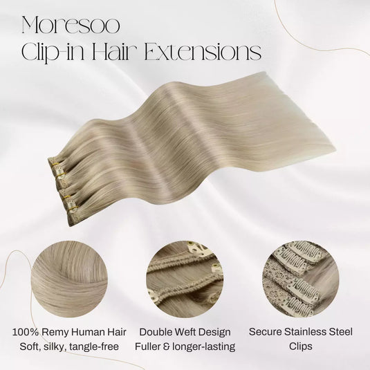 100% Remy human hair clip in hair extensions 16 inch hair extensions for women