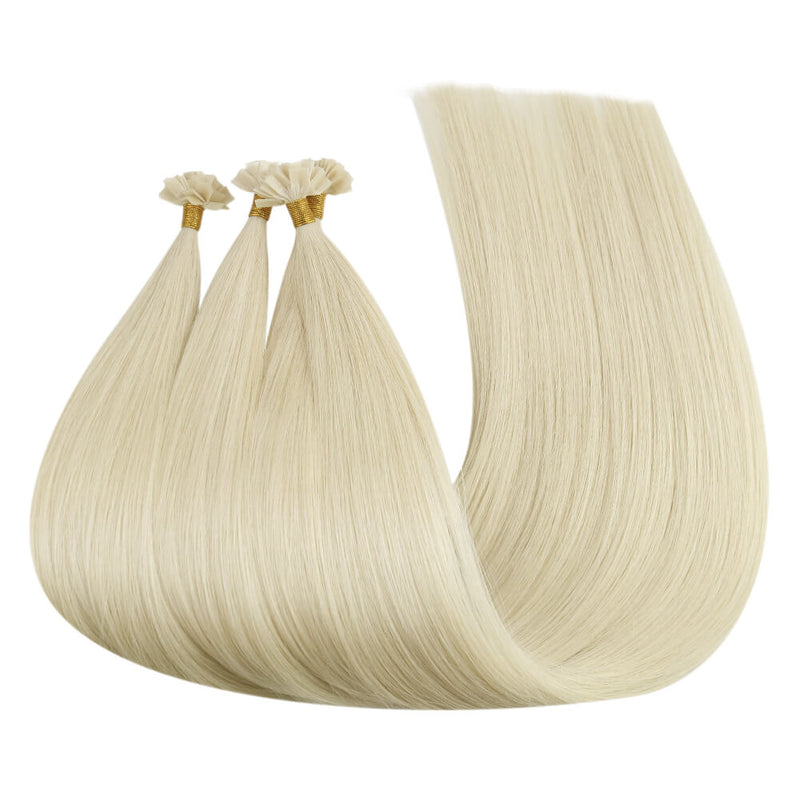 Load image into Gallery viewer, Blonde Keratin Tip Hair Extensions Human Hair 20inch Platinum Blonde K Tip Pre Bonded Remy Ktip Extension Real Human Hair Extensions