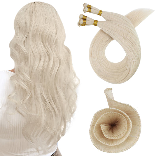 hand-made sew in hair weft,hand tied hair extensions,human hair,moresoo hair,blonde hair extensions