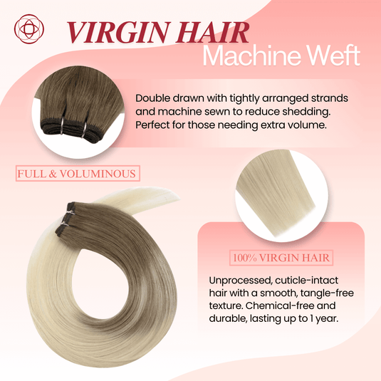 Moresoo Virgin Sew In Hair Weave, 100% Real Human Hair Bundles in Highlight Blonde, Full and Voluminous, Perfect for Adding Length and Thickness, Durable and Easy to Style