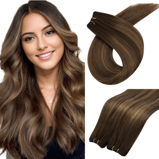 Moresoo Hair Weft balayage on brown hair-brown hair balayage-balayage on dark brown hair-blonde balayage on brown hair-balayage hair brown-brown hair with blonde balayage