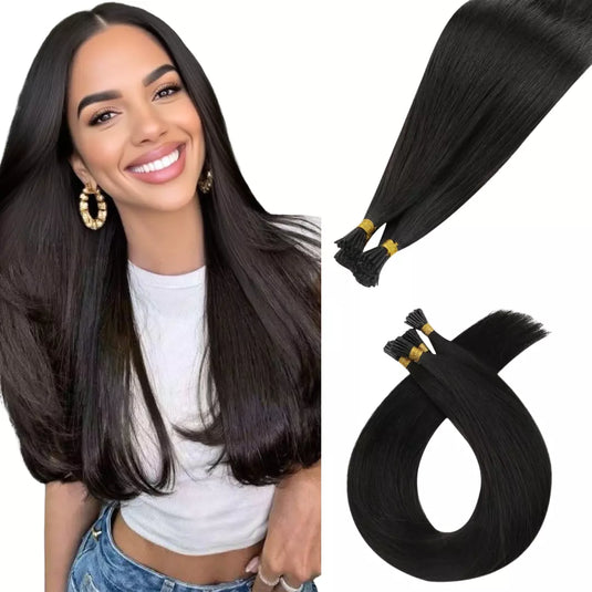 Natural Black I-Tip Hair Extensions Keratin Tip Human Hair