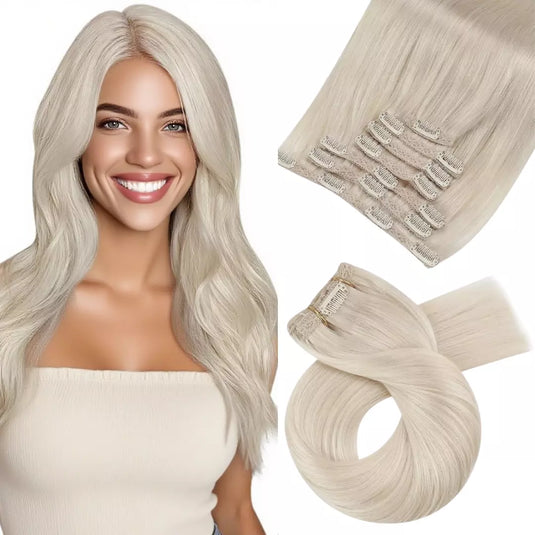 moresoo 18 inch clip-ins remy human hair straight no shedding for women