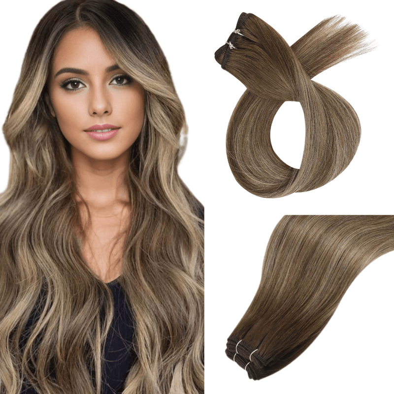 Load image into Gallery viewer, Moresoo Hair Weft balayage on brown hair-brown hair balayage-balayage on dark brown hair-blonde balayage on brown hair-balayage hair brown-brown hair with blonde balayage