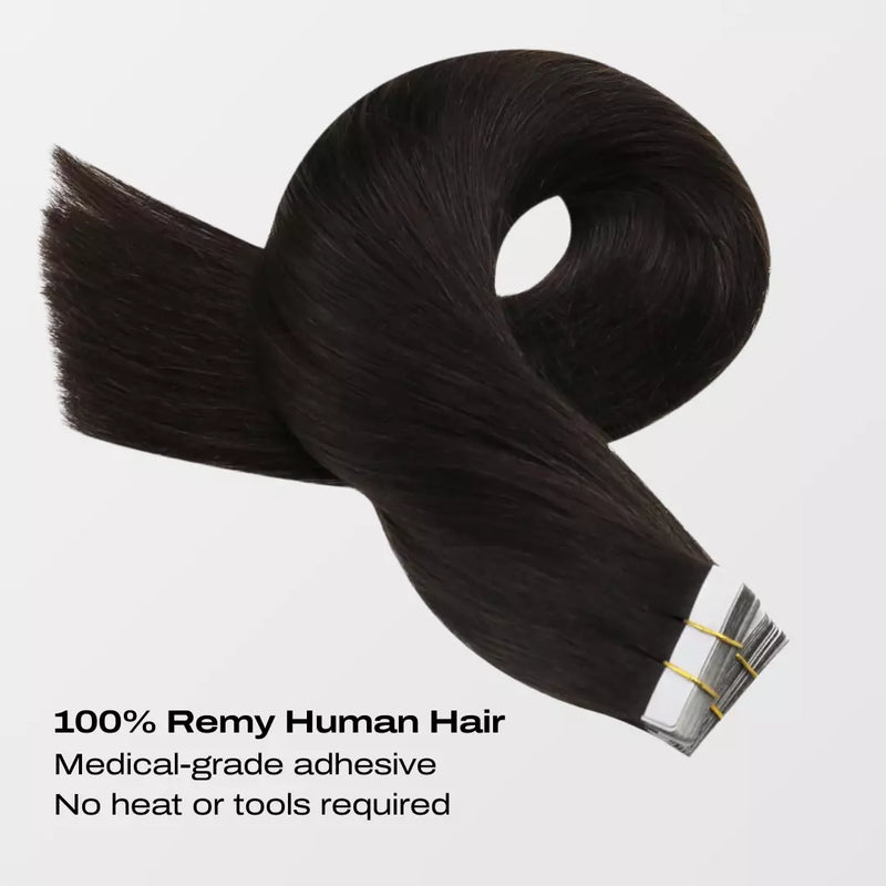 Load image into Gallery viewer, Dark brown hair extensions on a white background