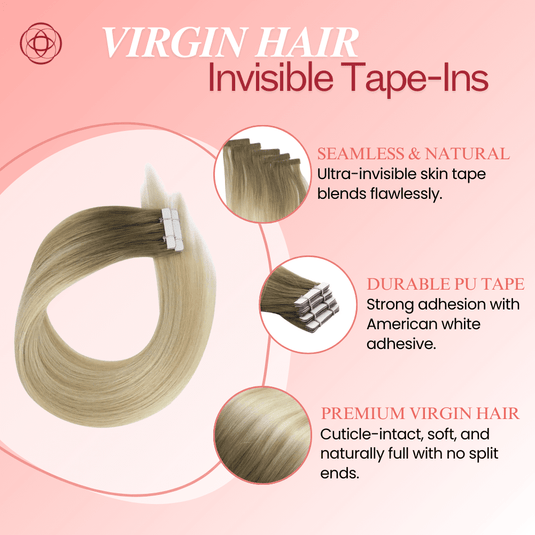 Moresoo light brown blonde ombre hair, 16-inch ombre tape ins, secure and long-lasting adhesive, easy to install ombre extensions, high-quality ombre hair, seamless light brown blonde ombre, premium ombre highlights, invisible tape ins, natural ombre hair, salon-quality balayage