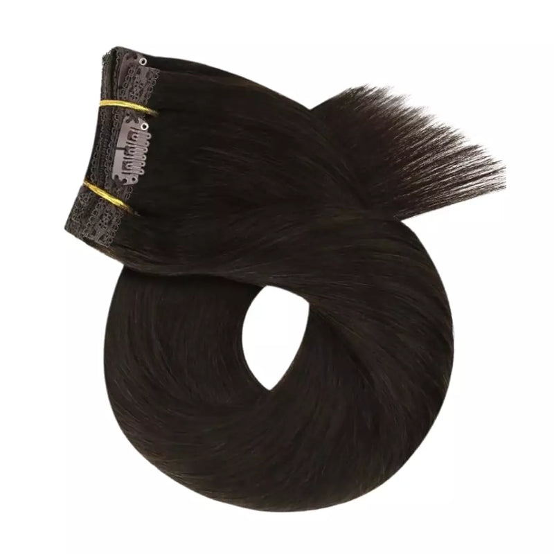 Load image into Gallery viewer, hair clips remy human moresoo clip in extension brown color add volume premium hair clip in hair extensions