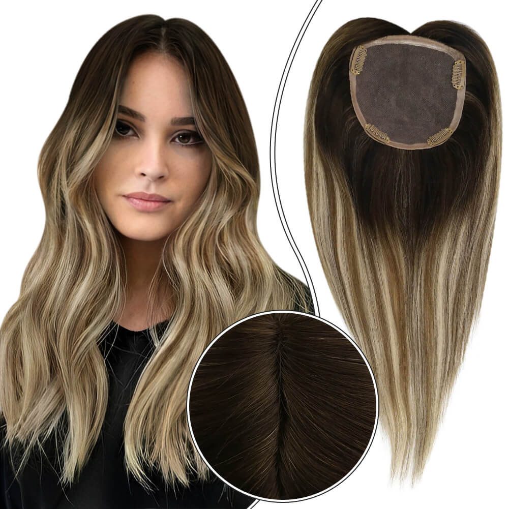 Moresoo Top Mono Topper Clip In Remy Human Hair Pieces Balayage Color moresoo-top-mono-topper-clip-in-remy-human-hair-pieces-balayage-color