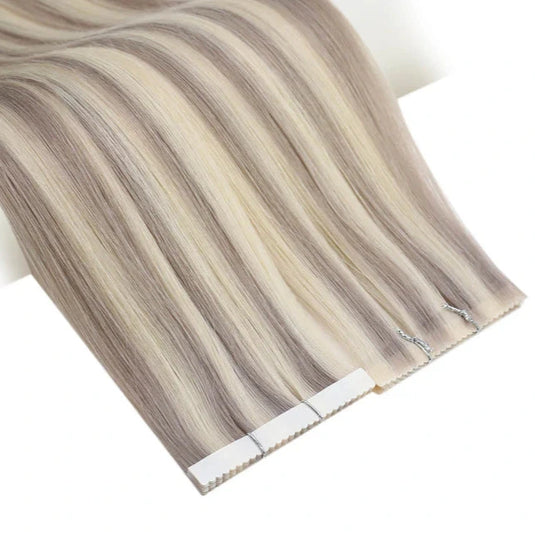 22-inch platinum blonde hair tape in, invisible platinum blonde tape in extensions, high-quality platinum blonde tape in, luxurious platinum blonde hair extensions, salon-quality platinum blonde tape in extensions, 14-inch platinum blonde extensions, 18-inch platinum blonde tape in