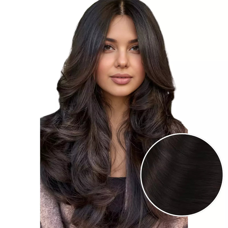 Load image into Gallery viewer, 100% Handmade Human Hair Clip In Extensions 7 Pieces 16 Inch Straight Human Hair Clip In Extensions for Women