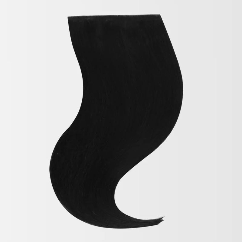 Load image into Gallery viewer, Black invisible clip hair extensions with black clips on a white background