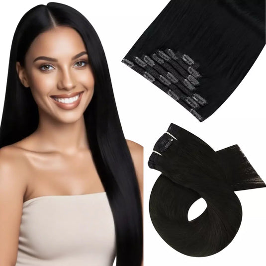 jet black hair clip in extension get fuller and thicker hair in minutes for women