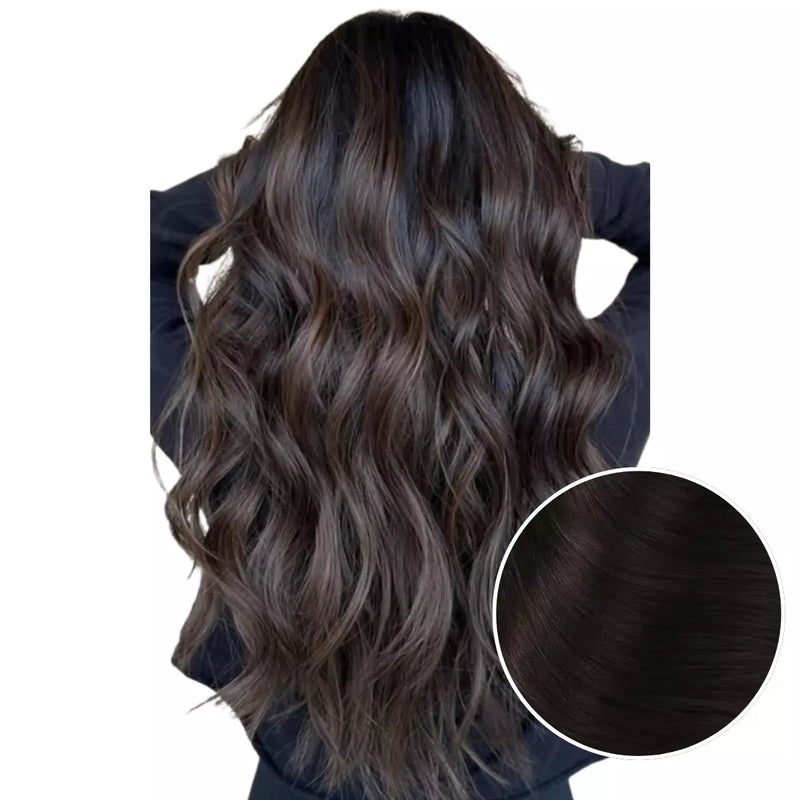 Load image into Gallery viewer, 100% Handmade Human Hair Clip In Extensions 7 Pieces 16 Inch Straight Human Hair Clip In Extensions for Women