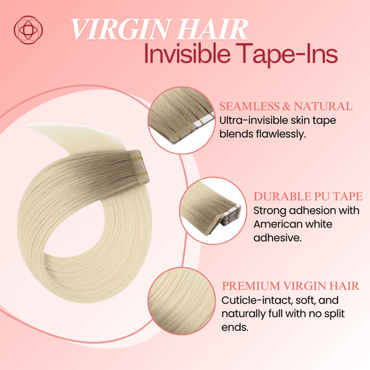Moresoo blonde balayage, 18-inch tape-ins, seamless ombre transitions, invisible tape-in extensions, long-lasting adhesive, salon-quality balayage extensions