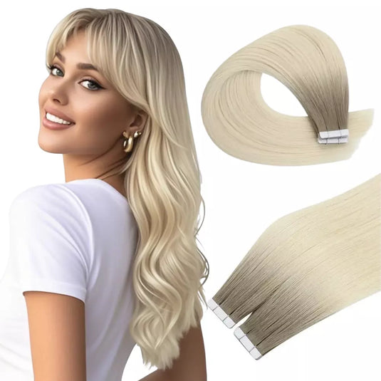 moresoo virgin hair extension tape ins straight balayage soft hair for women great quality tape in hair extensions for top of head-tape worm in humans-human hair tape in extensions-tape in-hair weft