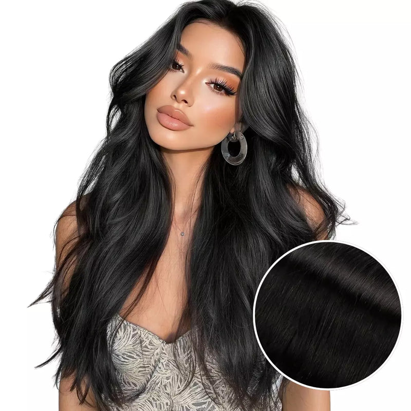 Load image into Gallery viewer, 100% Handmade Human Hair Clip In Extensions 7 Pieces 16 Inch Straight Human Hair Clip In Extensions for Women