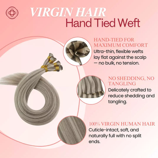lightweight hand tied hair weft for seamless sew-in install