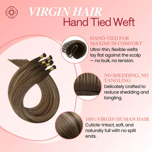 natural blend hand tied weft extensions with salon-quality feel