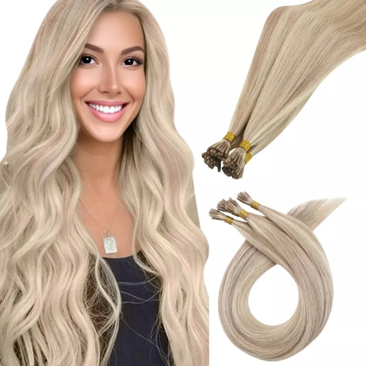 Highlight blonde I-tip hair pre-bonded salon-quality hair
