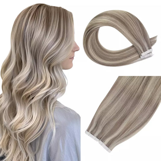 human hair tape in hair extensions