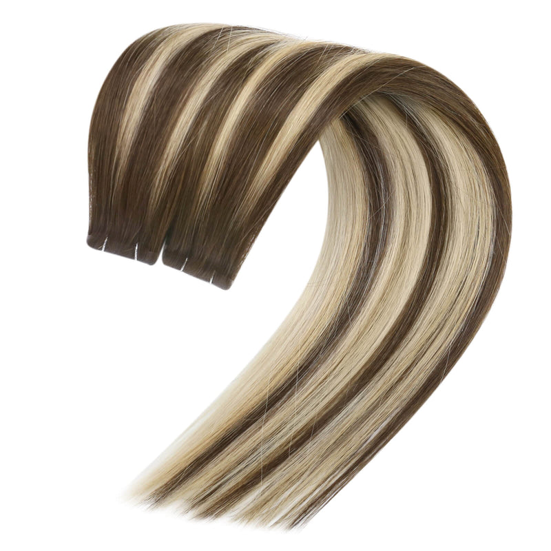 Load image into Gallery viewer, 100% virgin human hair extensions seamless blonde highlights tape in extensions