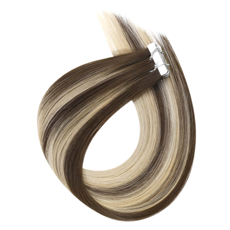 Load image into Gallery viewer, seamless blonde highlights tape in extensions, 22-inch blonde highlights hair