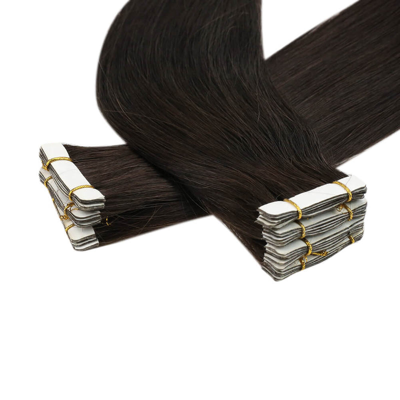 Load image into Gallery viewer, tape in extensions for deep brown hair, invisible tape in deep brown extensions, high-quality brown hair extensions, seamless tape in for natural brown hair, deep brown virgin hair extensions, soft and seamless brown tape in, tape in hair extensions for dark brown hair, natural deep brown hair extensions