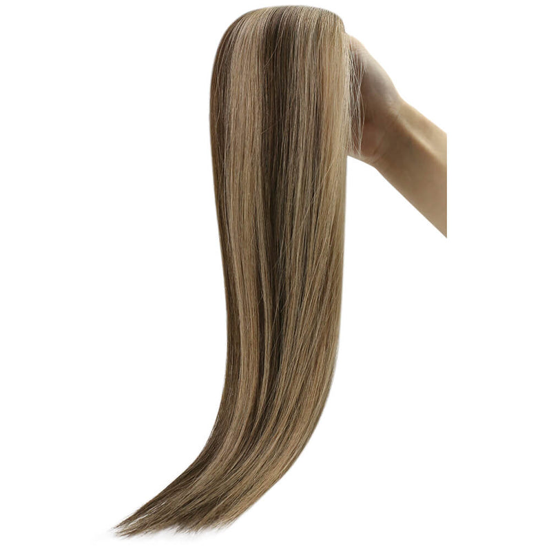 Human tape in hair extensions balayage