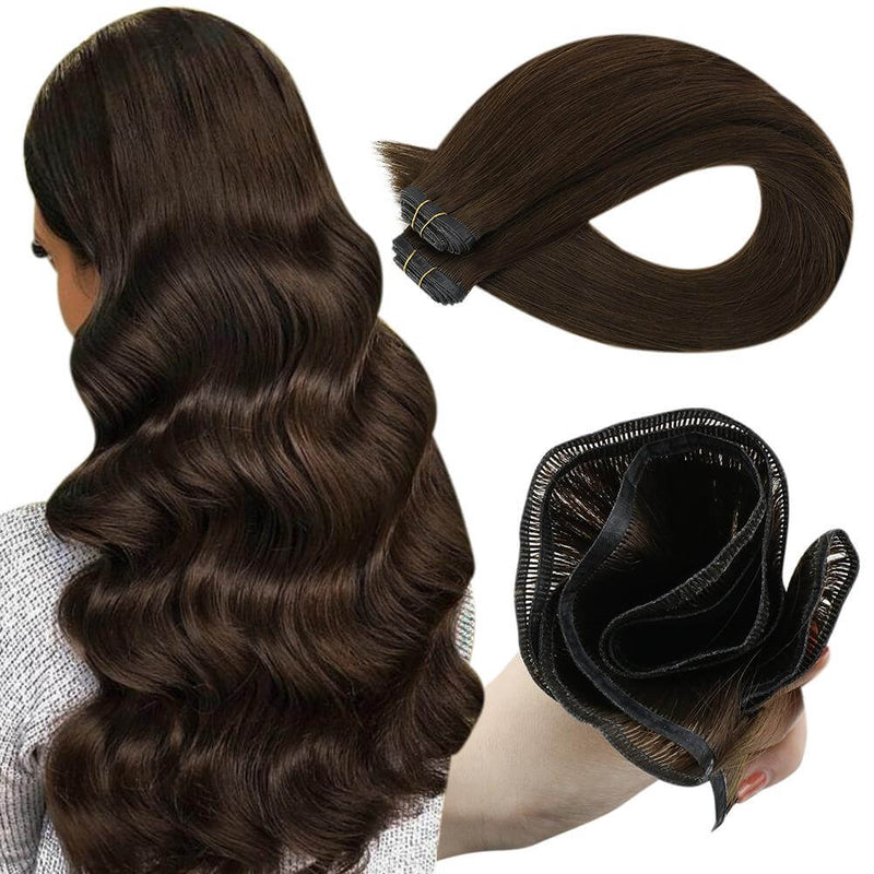 Load image into Gallery viewer, virgin weft hair chocolate brown chestnut brown hair hair extension- hair extension lengths-extension hair-weft-weft hair extensions-weft extensions-hair weft-hair weft extensions