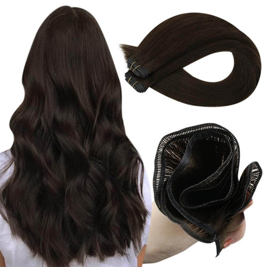virgin weft-hair extensions-long hair extensions-long hair extensions-22 inch hair extensions-24 inch hair extensions-virgin human hair extensions -dark brown hair extensions