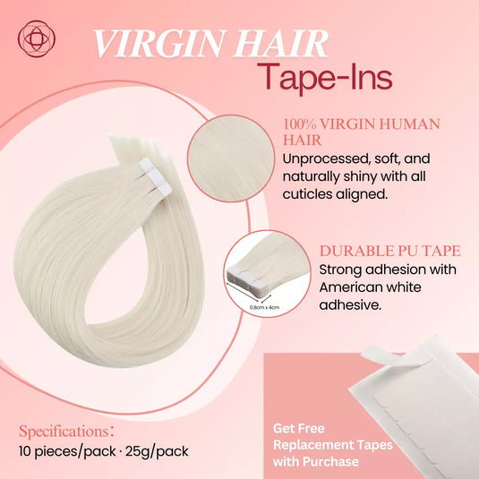 virgin straight white blonde hair extension tape ins human easy to put
virgin hair human tape in extension blonde hair
real human hair extension pure blonde hair
