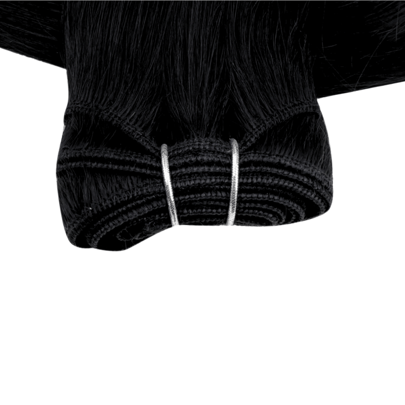 Load image into Gallery viewer, premiun hair machine sew in hair weft jet black hair-natural hair styles for black women-jet black hair dye-highlights for black hair-black hair with highlights straight
