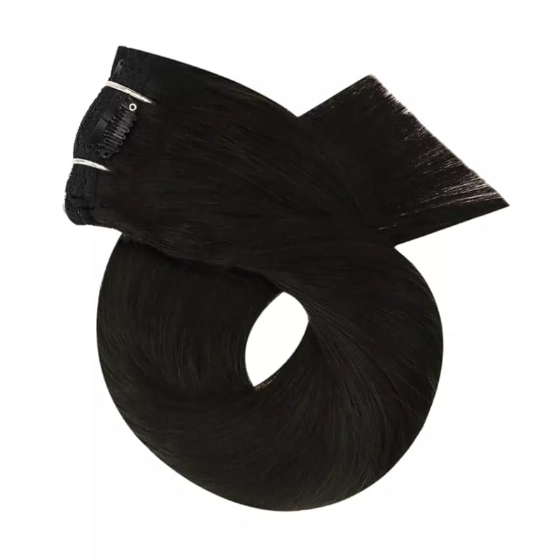 Load image into Gallery viewer, add instant volume and length to your hair 18 inch clip in extension black hair straight remy human hair
