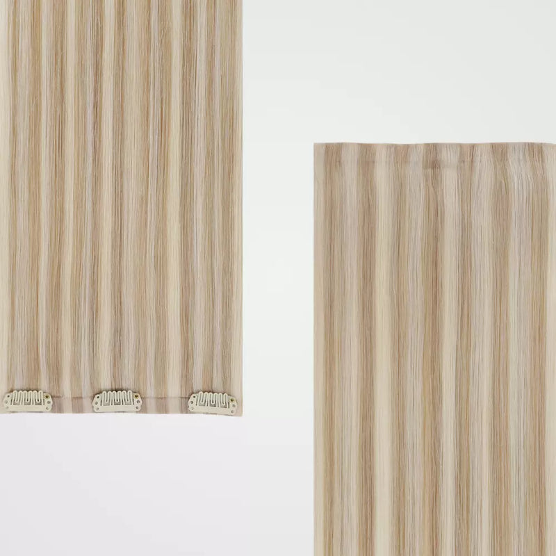 Load image into Gallery viewer, Blonde highlights hair extensions on a white background
