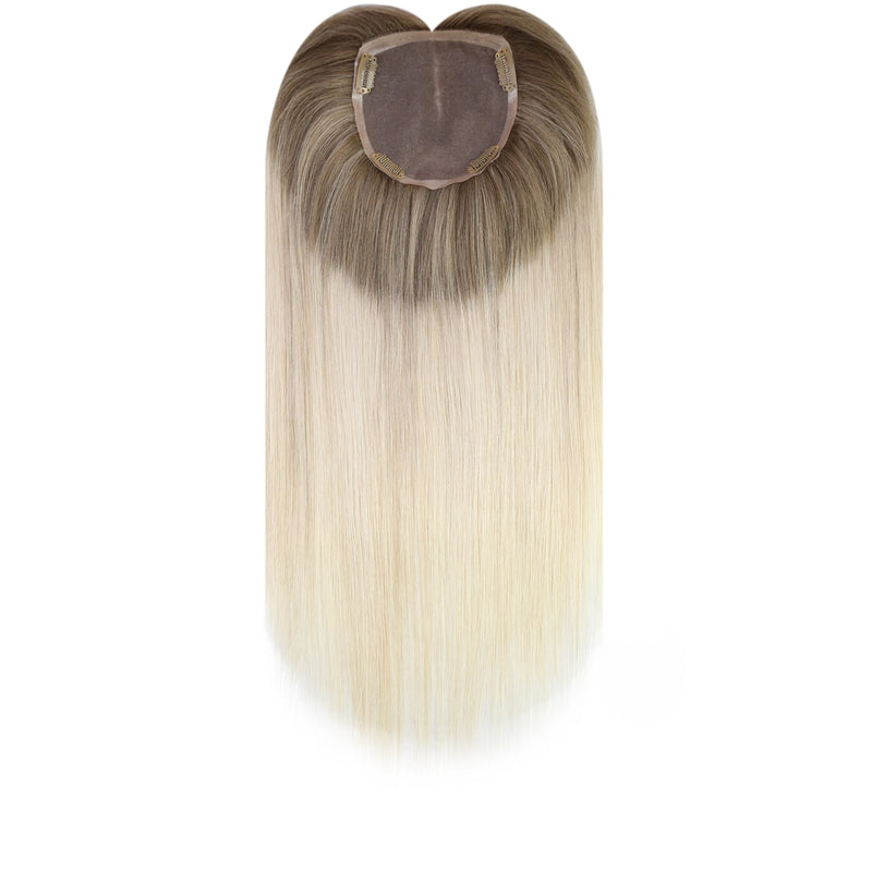 Load image into Gallery viewer, best hair topper for thinning hair at crown, 10 inch blonde topper for women, ombre blonde topper hair piece
