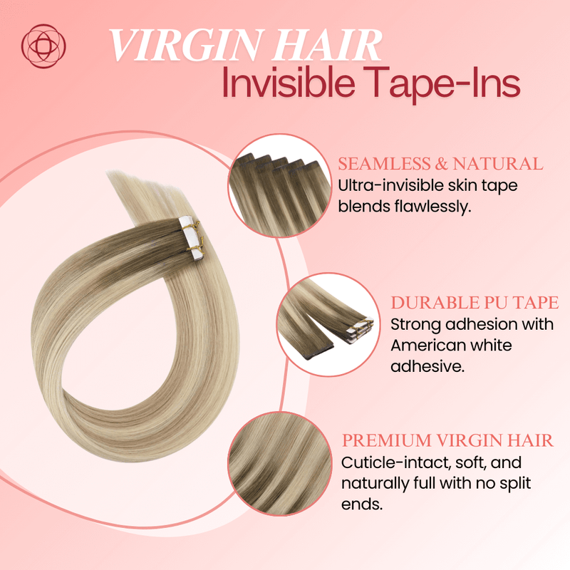 Load image into Gallery viewer, virgin human hair,highest quality human hair,full cuticle hair,fast shipping virgin hair,highest salon quality hair,Premium Virgin Human Hair,brown with blonde hair extensions
